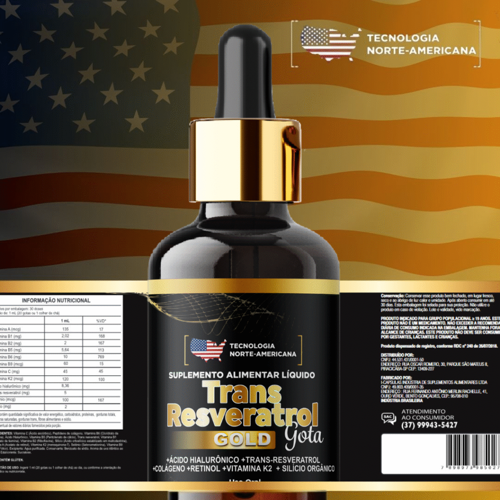 Frasco Trans Resveratrol Original com Tecnologia Americana e Bandeira dos EUA